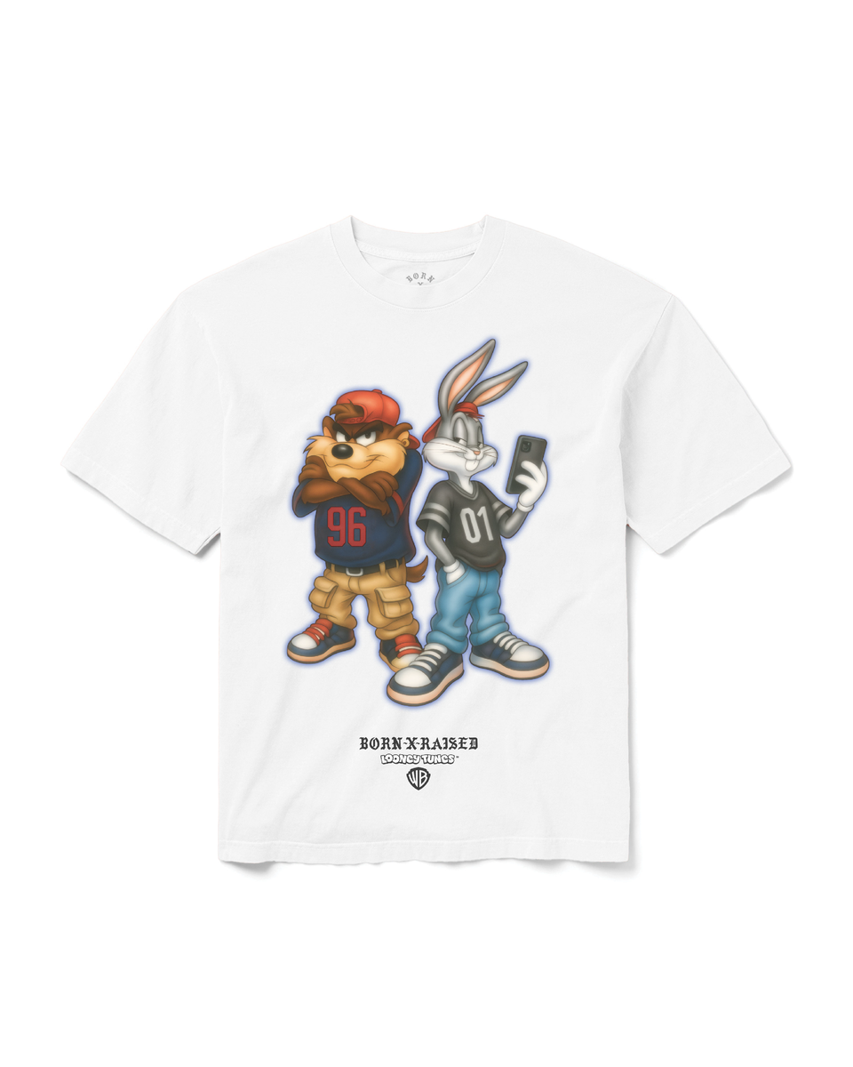 BORN X RAISED + LOONEY TUNES BACK TO BACK TEE: WHITE – Born X Raised
