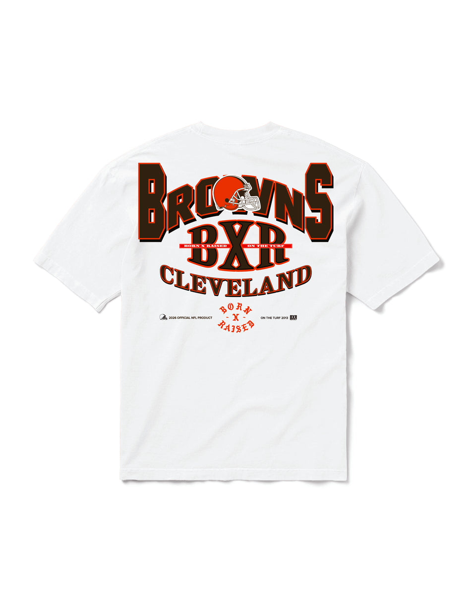 BORN X RAISED + BROWNS BLOCKLETTER TEE: WHITE – Born X Raised