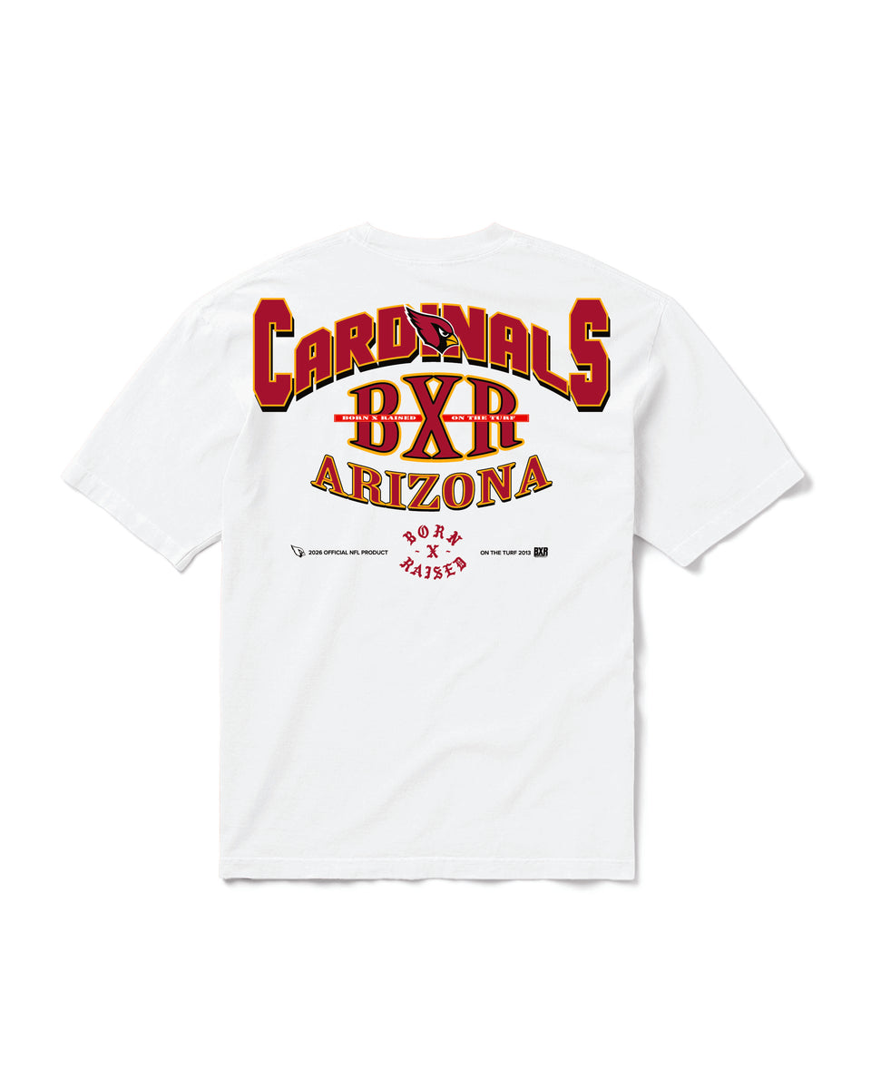 BORN X RAISED + CARDINALS BLOCKLETTER TEE: WHITE – Born X Raised