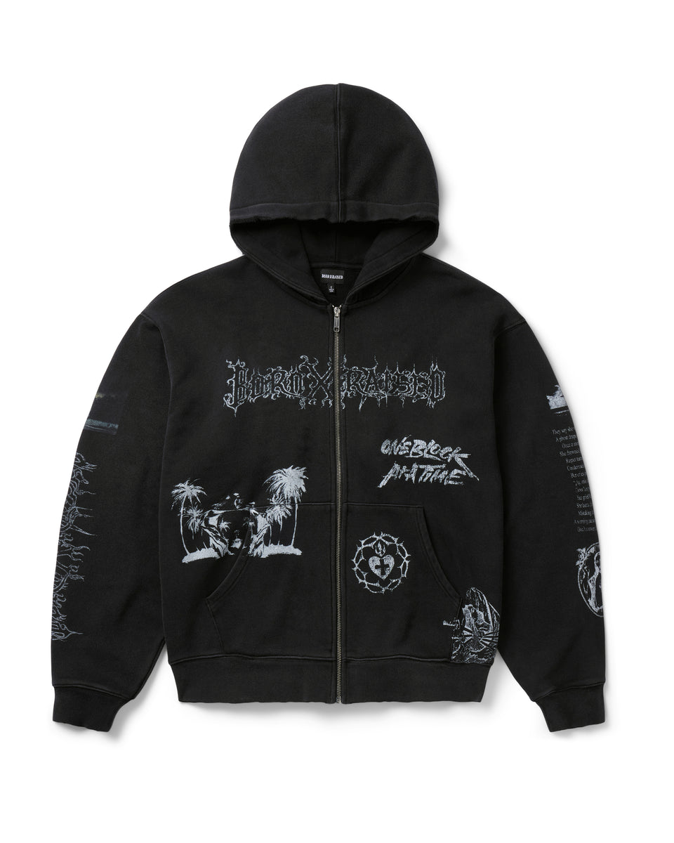 LLORONA ZIP-UP HOODIE: VINTAGE BLACK – Born X Raised