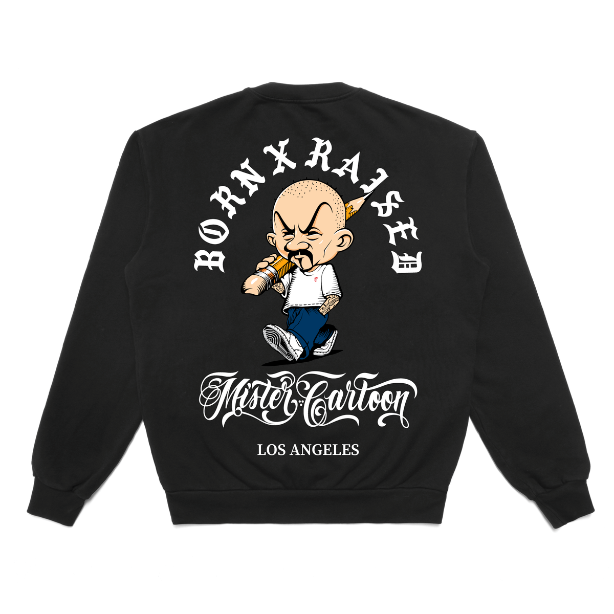 MR CARTOON BORN RAISED PENCIL HEAD TEE 黒 BORN X RAISED + MR CARTOON PENCIL HEAD TEE: BLACK – Born X Raised