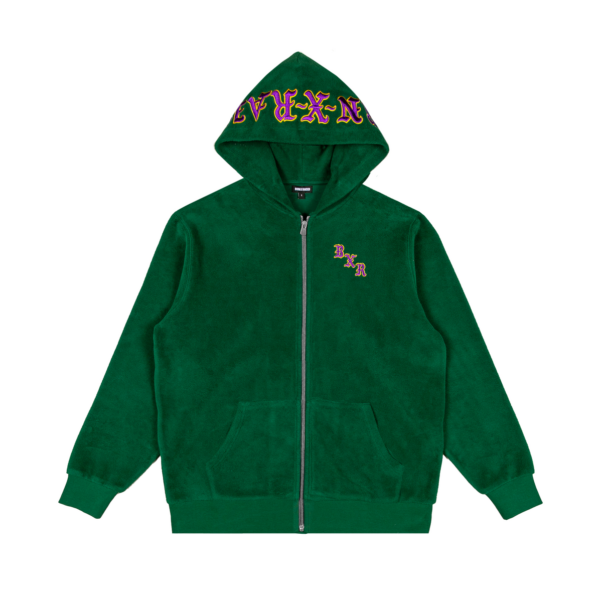 BXR EMBROIDERED INSIDE OUT ZIP-UP HOODIE: HUNTER GREEN – Born X Raised