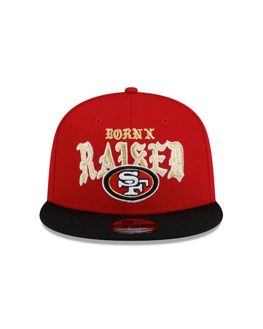 BORN X RAISED + 49ERS OLD ENGLISH SNAPBACK: RED / BLACK – Born X