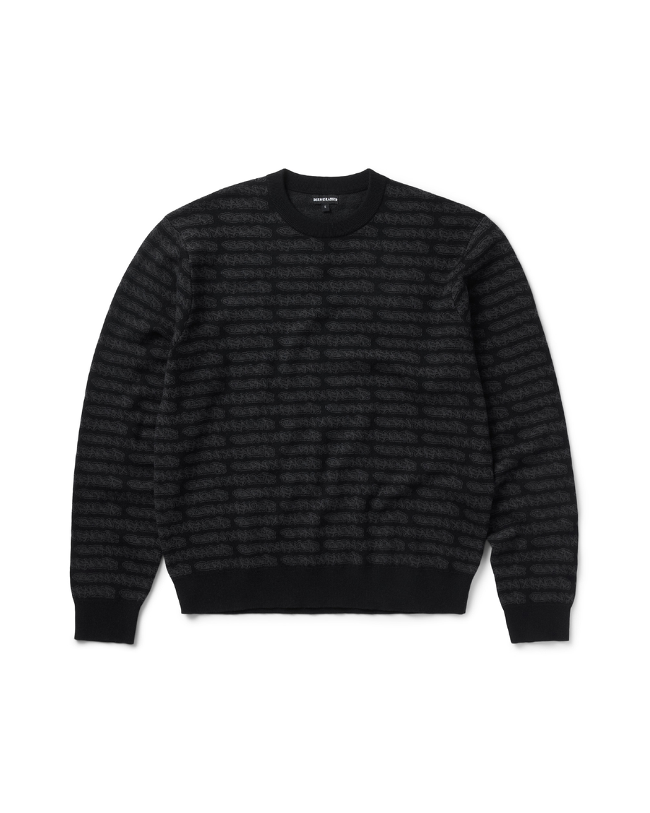 ALL OVER TAG KNIT SWEATER: BLACK – Born X Raised