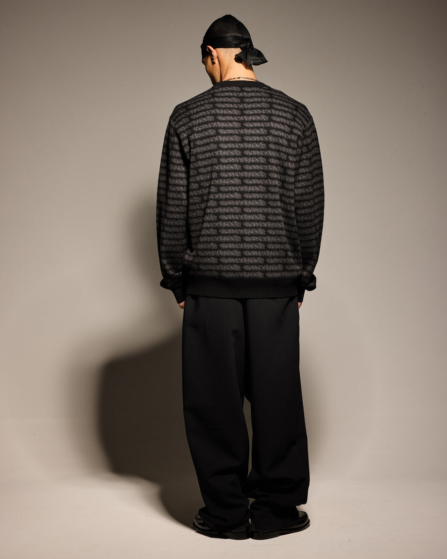ALL OVER TAG KNIT SWEATER: BLACK – Born X Raised