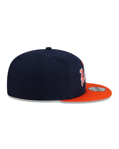 BORN X RAISED + BEARS OLD ENGLISH SNAPBACK: DARK NAVY / ORANGE