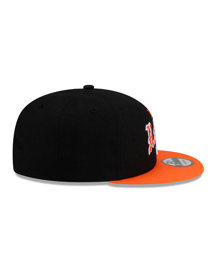 BORN X RAISED + BENGALS OLD ENGLISH SNAPBACK: BLACK / ORANGE