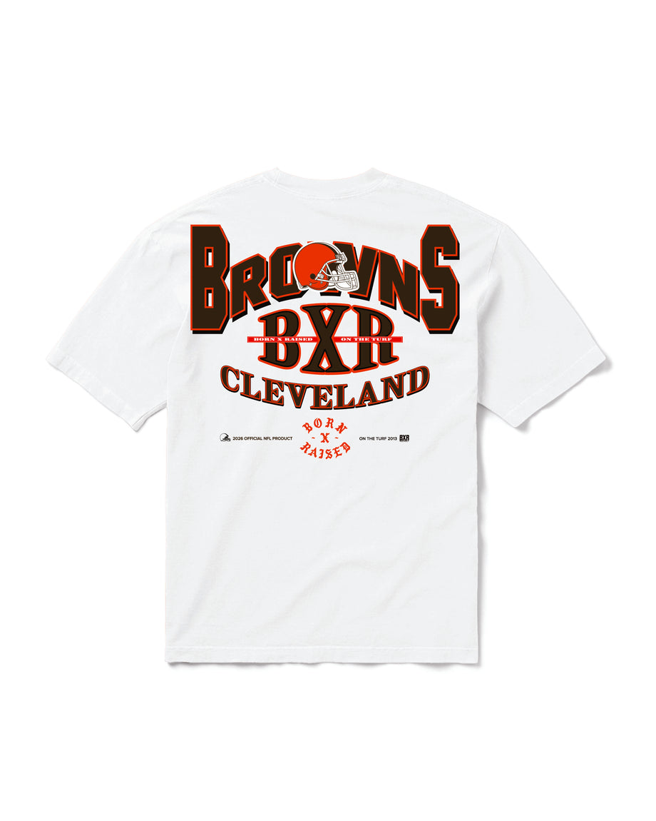 BORN X RAISED + BROWNS BLOCKLETTER TEE: WHITE – Born X Raised