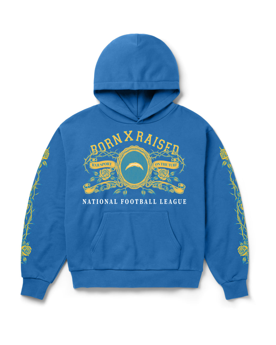 極希少/USメロハー,AOR◆BEAU COUP/Born&Raised BORN X RAISED + CHARGERS CREST HOODIE: POWDER BLUE – Born X Raised