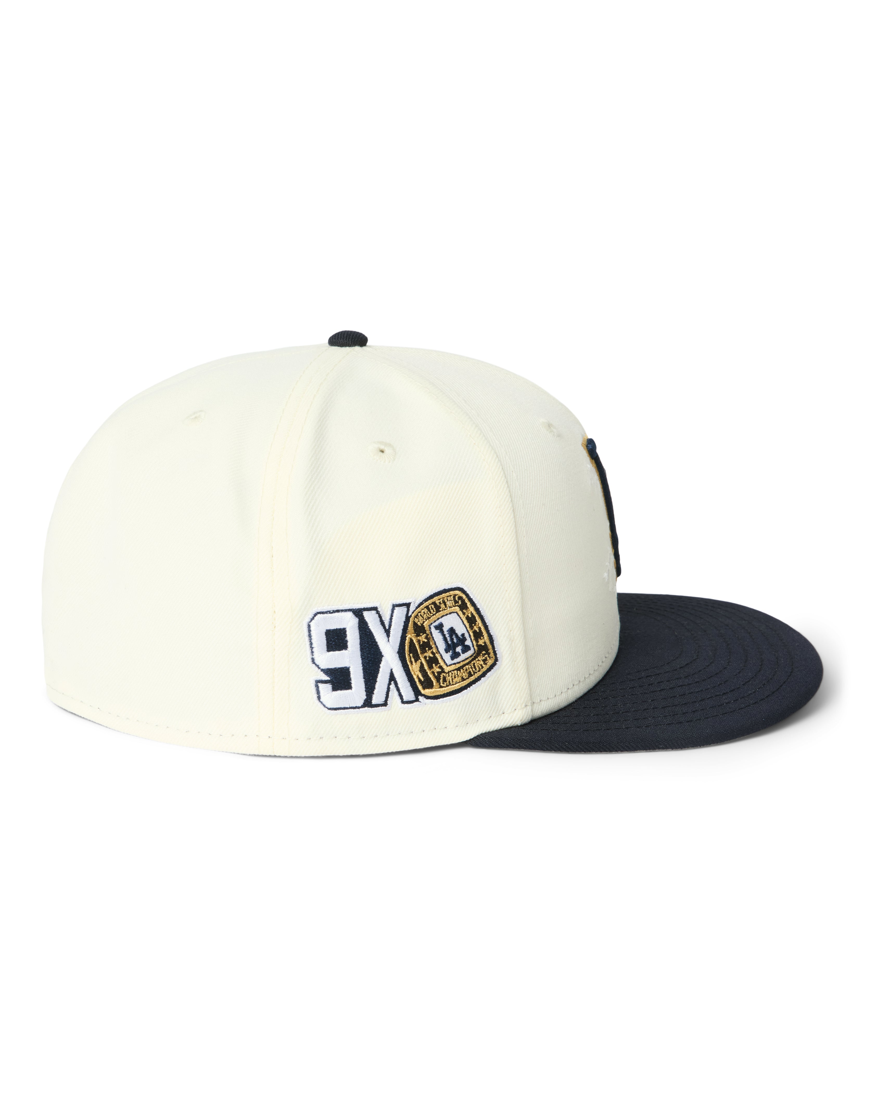 NEW ERA BORN X RAISED + DODGERS 9X CHAMPS FITTED: CREAM / NAVY
