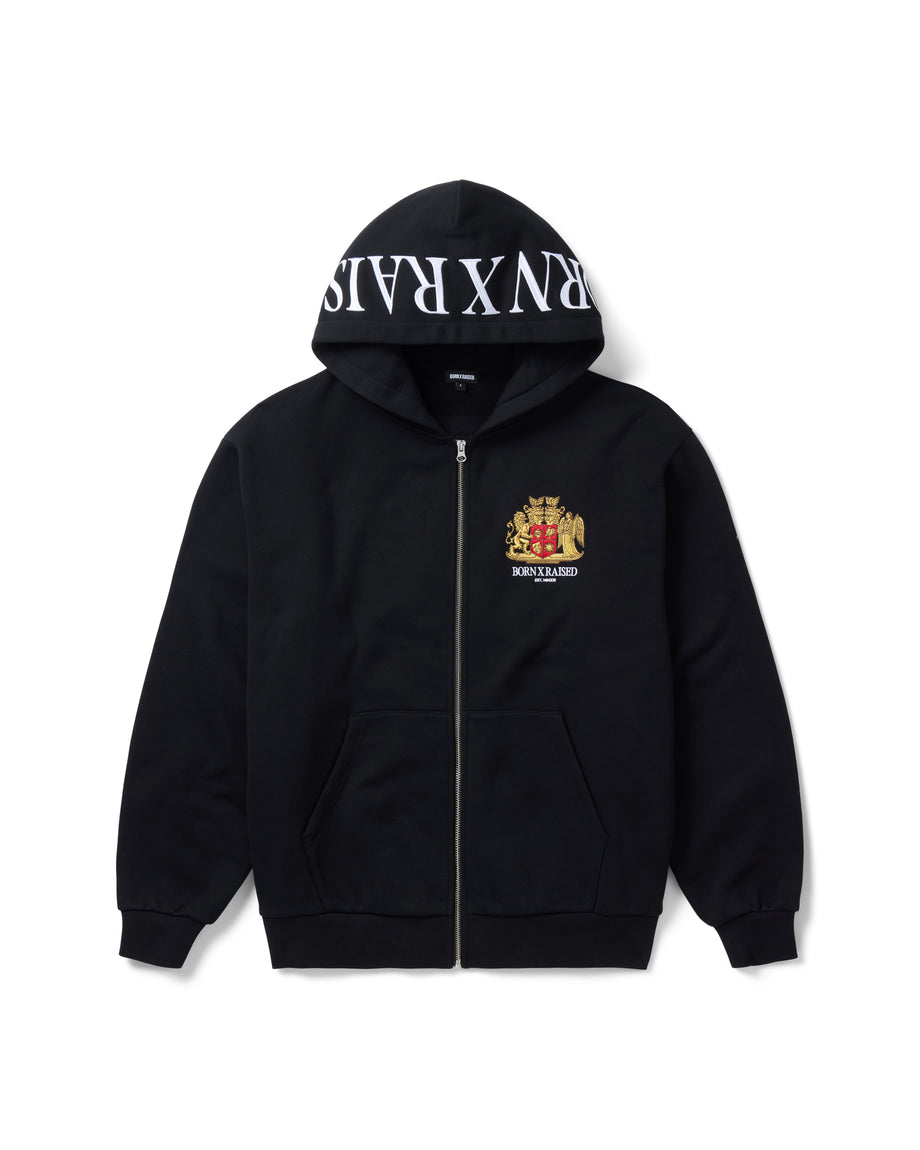 CREST ZIP-UP HOODIE: BLACK – Born X Raised CREST ZIP-UP HOODIE: BLACK – Born X Raised