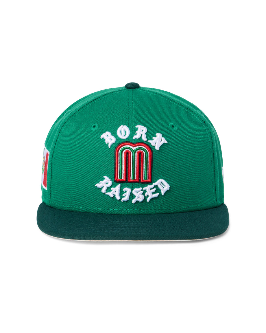 BORN X RAISED ボーンアンドレイズド MEXICO CAP BORN X RAISED + WBC MEXICO ROCKER FITTED: KELLY GREEN / EMERALD