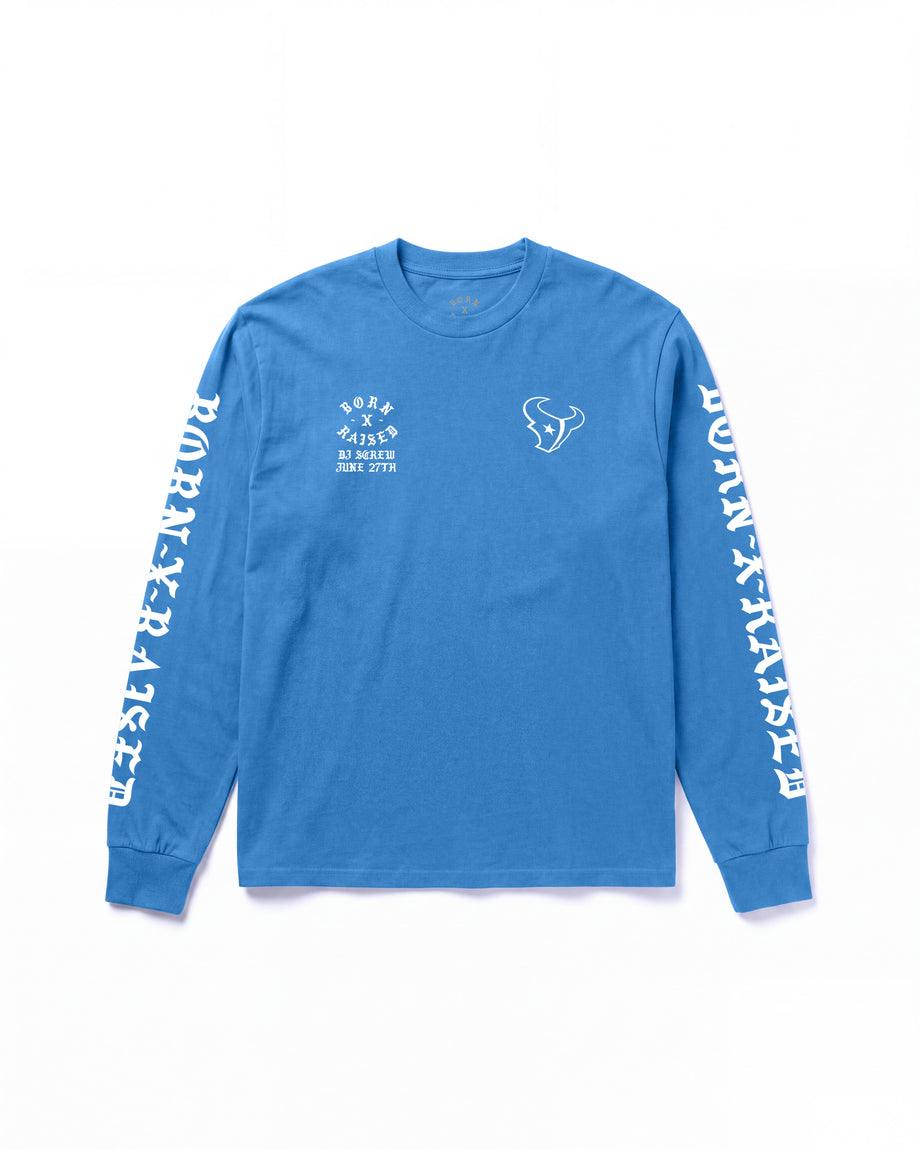 BORN X RAISED + TEXANS + DJ SCREW MEMORIAL LONGSLEEVE TEE: LIGHT