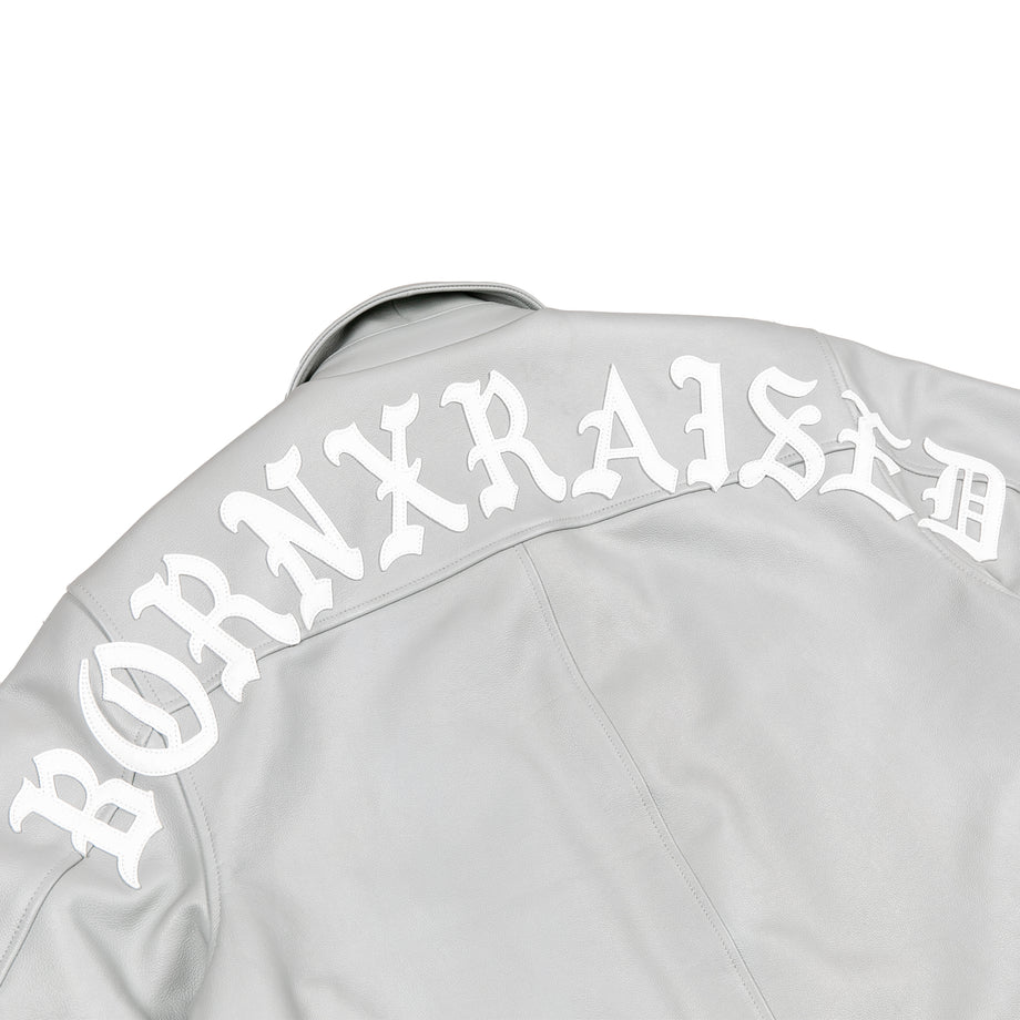 BXR ARCH LEATHER JACKET: GREY – Born X Raised