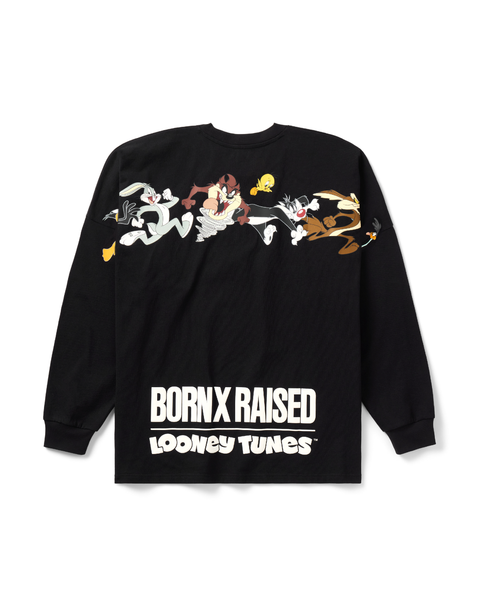 BORN X RAISED + LOONEY TUNES LINE-UP LONGSLEEVE: BLACK – Born X Raised