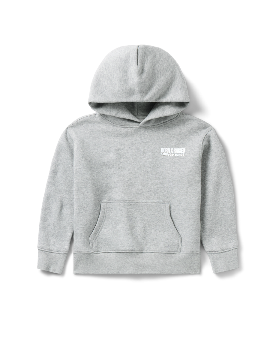BORN X RAISED + LOONEY TUNES YOUTH LINE UP HOODIE: HEATHER GREY