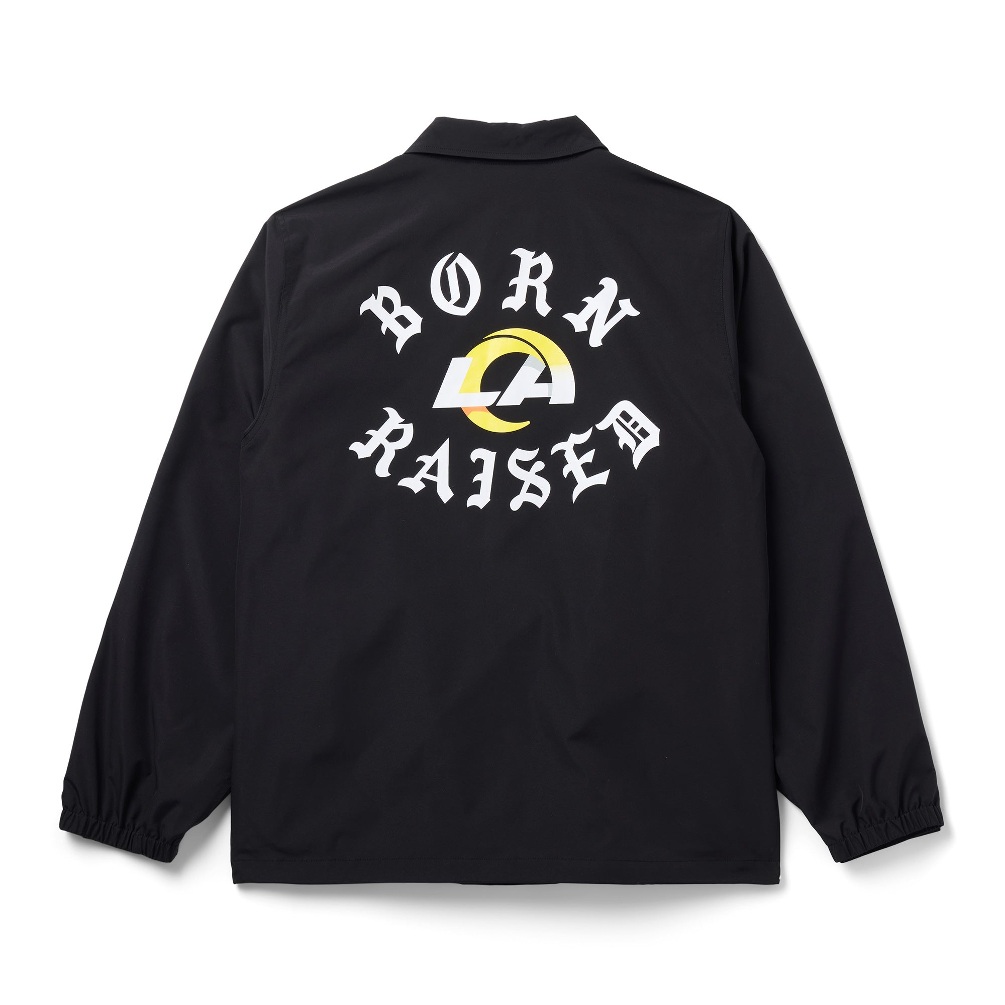 BORN X RAISED + LOS ANGELES RAMS COACH JACKET: BLACK – Born X Raised