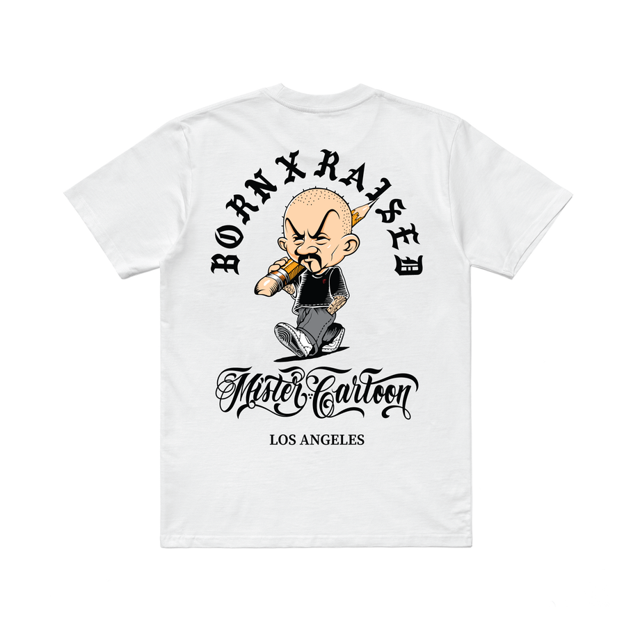 BORN X RAISED + MR CARTOON PENCIL HEAD TEE: WHITE – Born X Raised