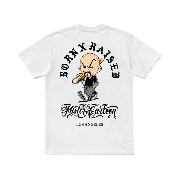 BORN X RAISED + MR CARTOON PENCIL HEAD TEE: WHITE – Born X Raised
