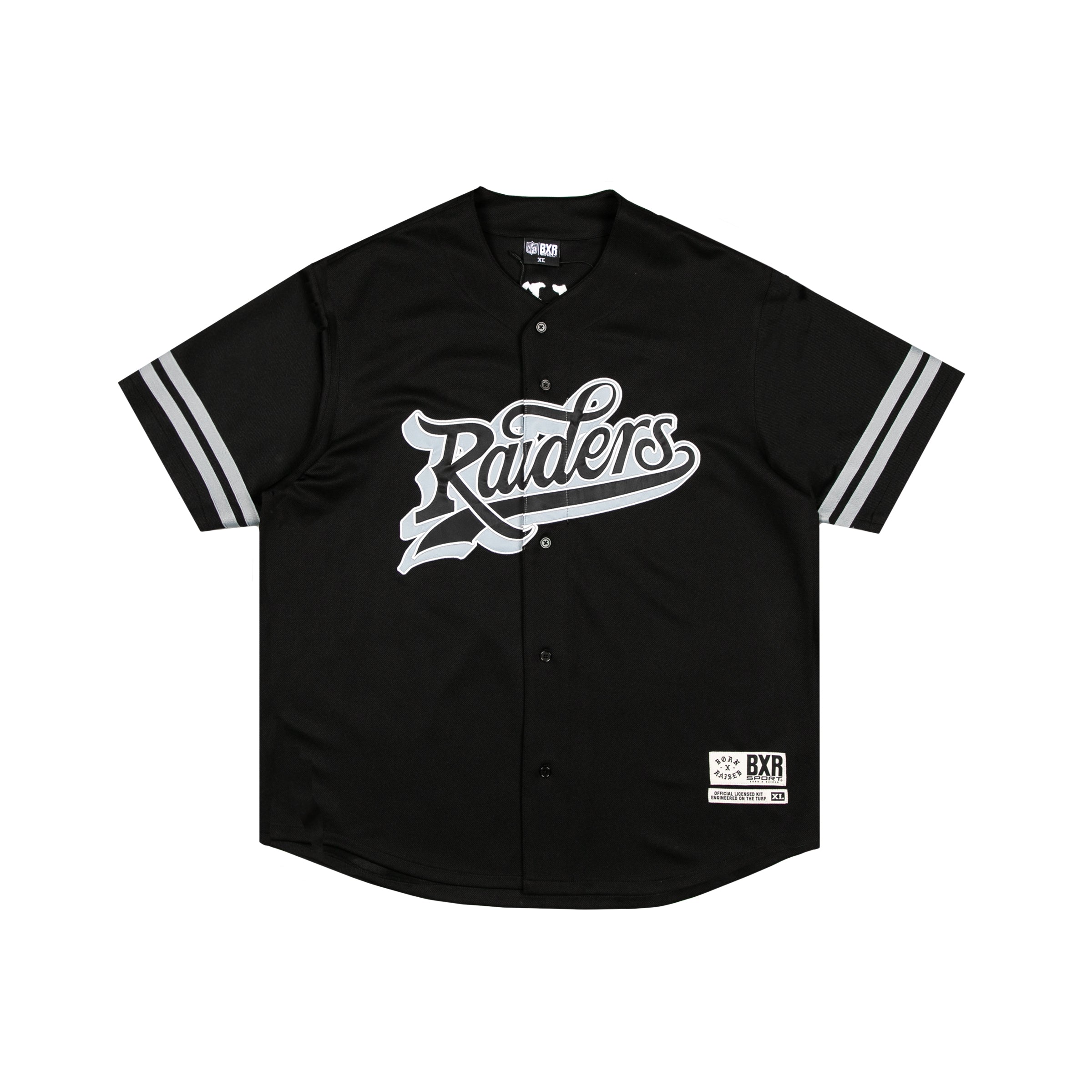 BORN X RAISED + RAIDERS BUTTON UP JERSEY: BLACK – Born X Raised