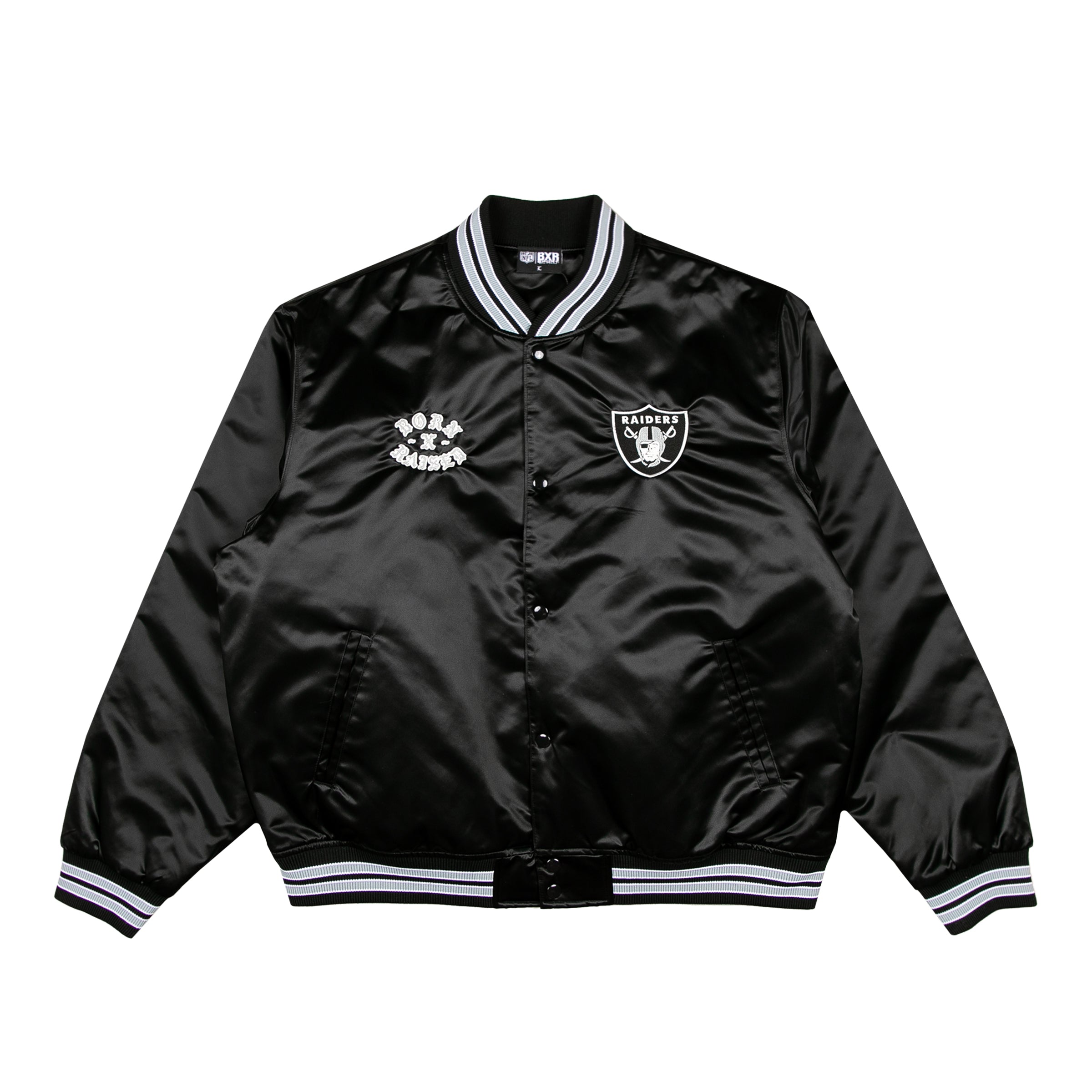 極美品  × NFL RAIDERS stadium jacket BORN X RAISED + RAIDERS STADIUM JACKET: BLACK – Born X Raised