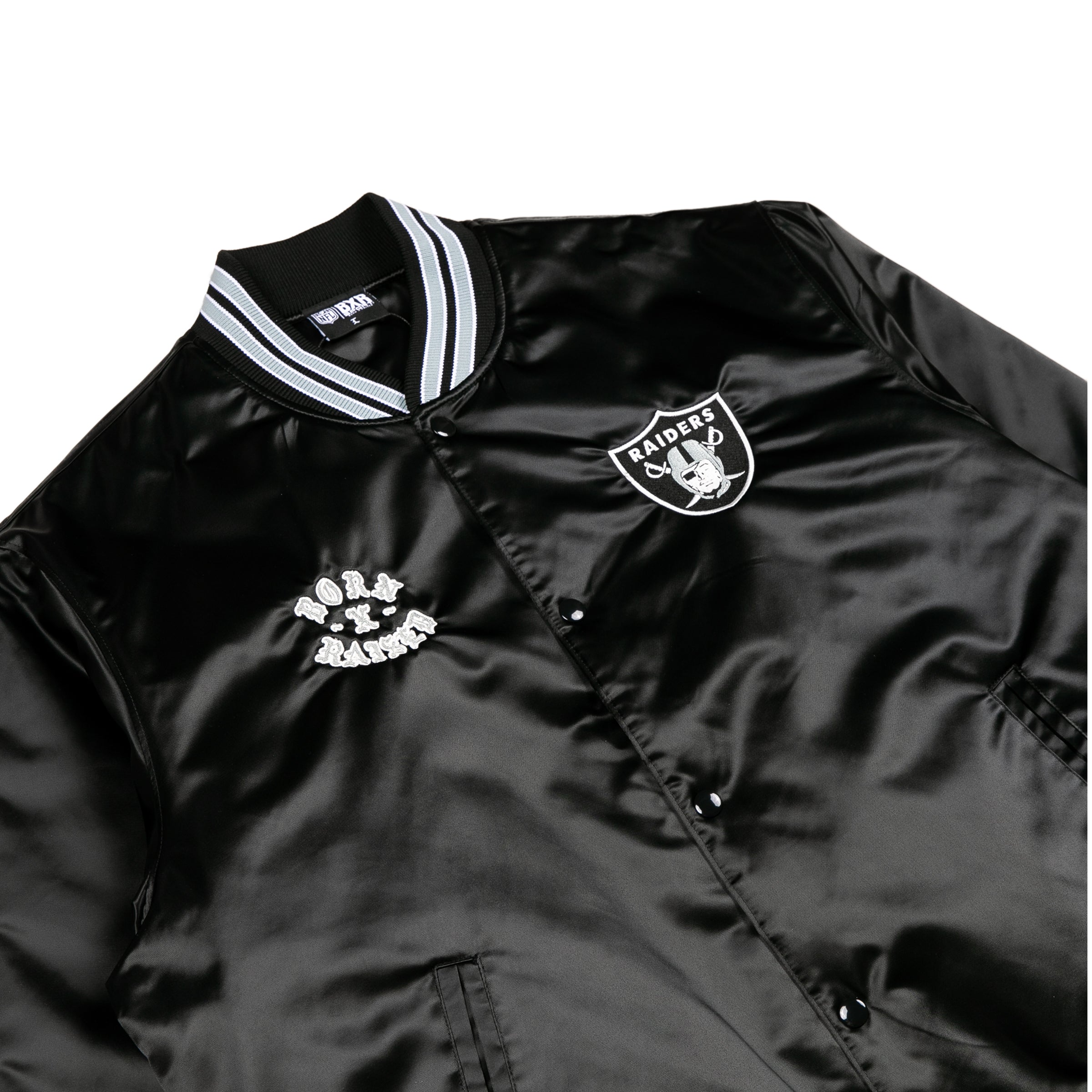 BORN X RAISED + RAIDERS STADIUM JACKET: BLACK – Born X Raised
