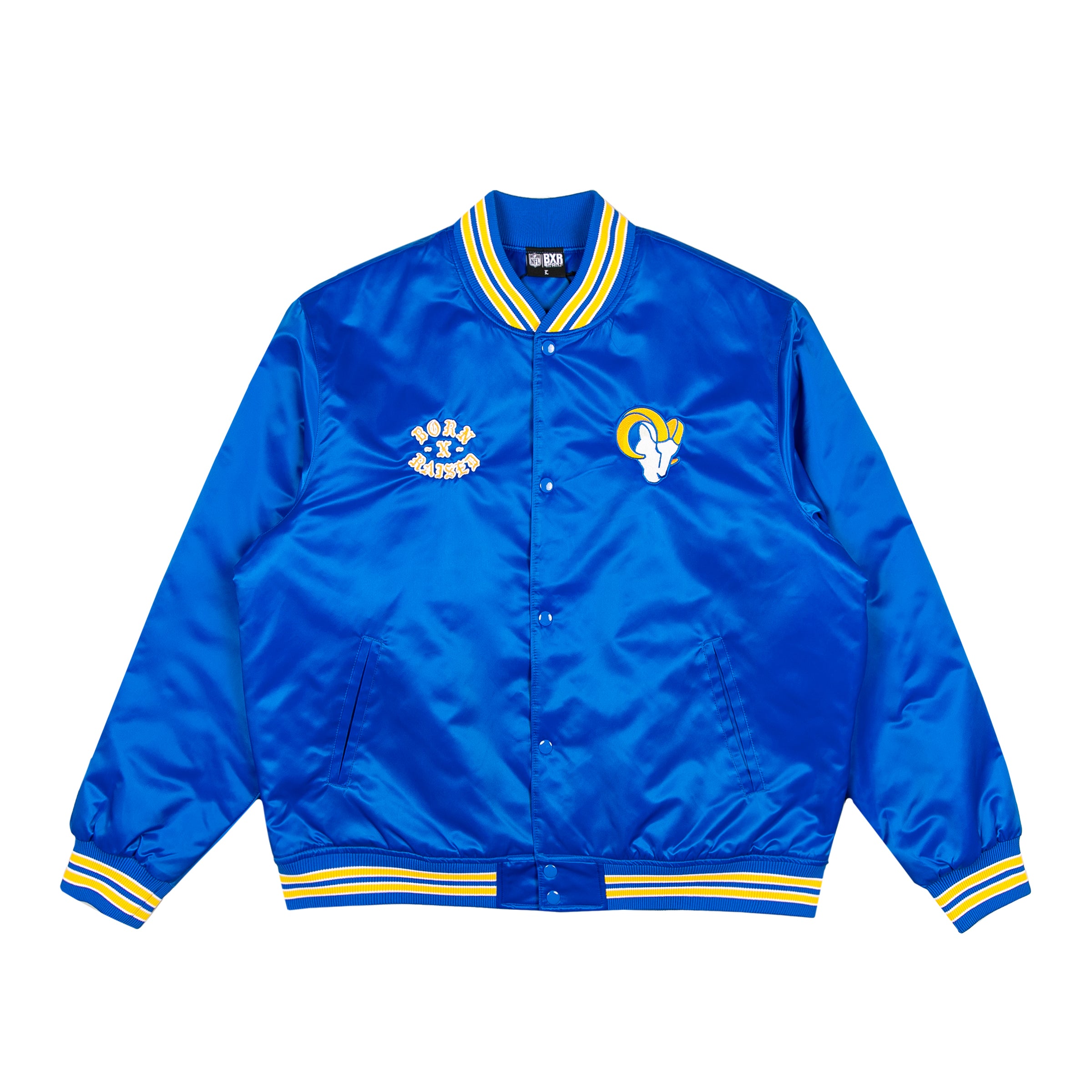 BORN X RAISED + RAMS STADIUM JACKET: BLUE – Born X Raised