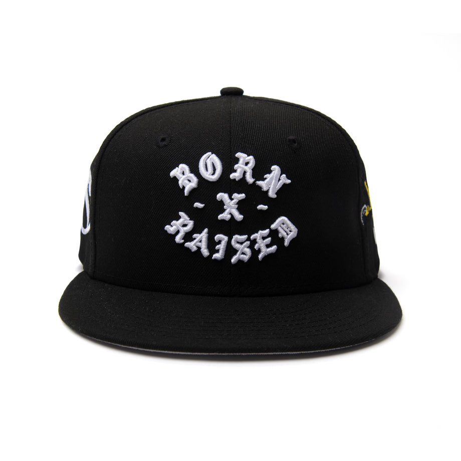 BORN X RAISED キャップ　白×黒 BORN X RAISED + SHOYOROLL ROCKER FITTED: BLACK – Born X Raised