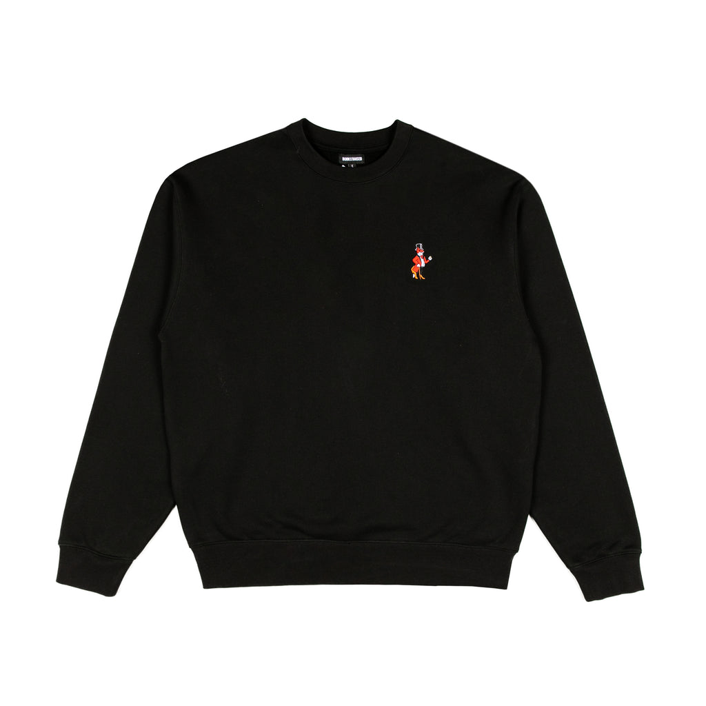 EMBROIDERED SNOOTY ROCKER CREWNECK: BLACK – Born X Raised