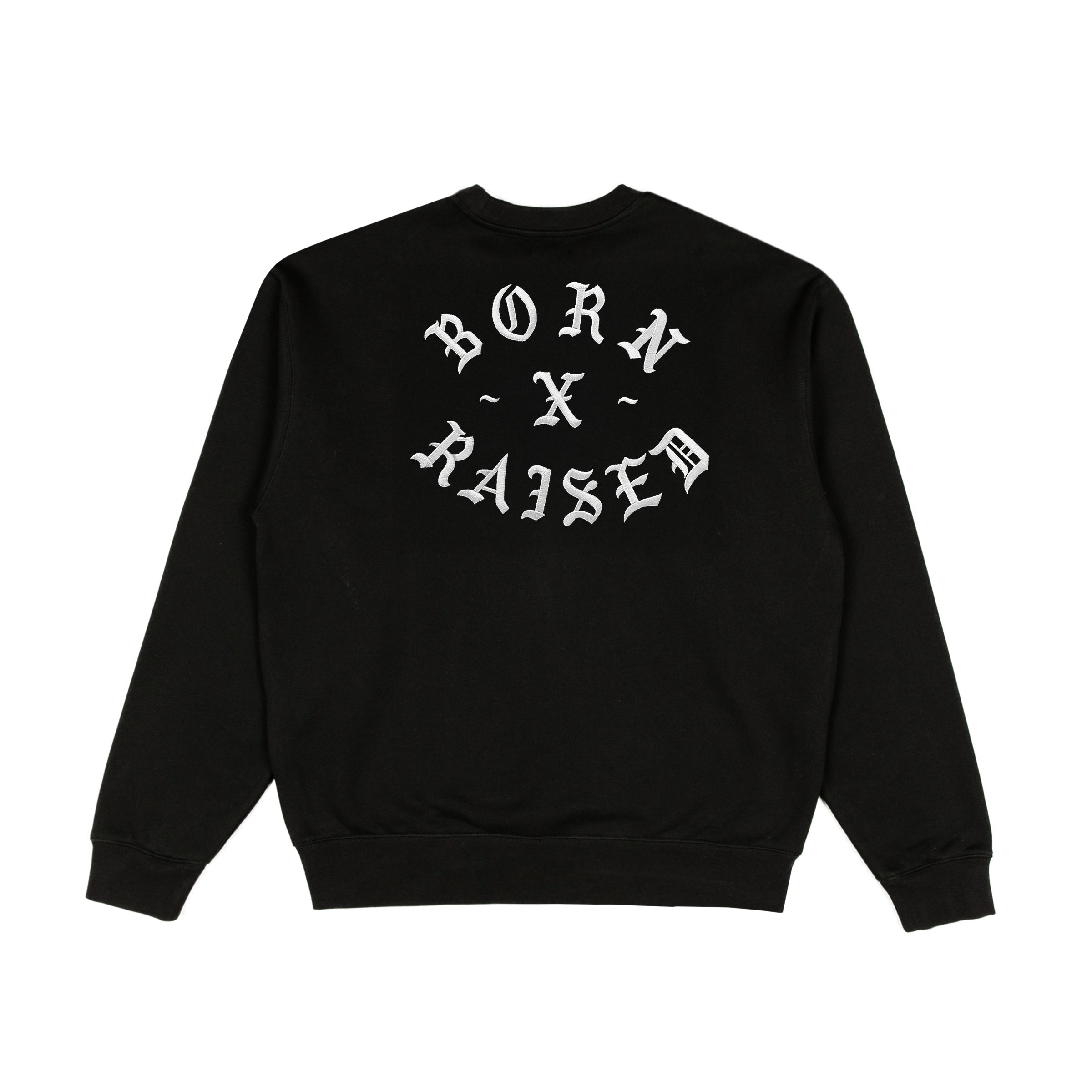 EMBROIDERED SNOOTY ROCKER CREWNECK: BLACK – Born X Raised