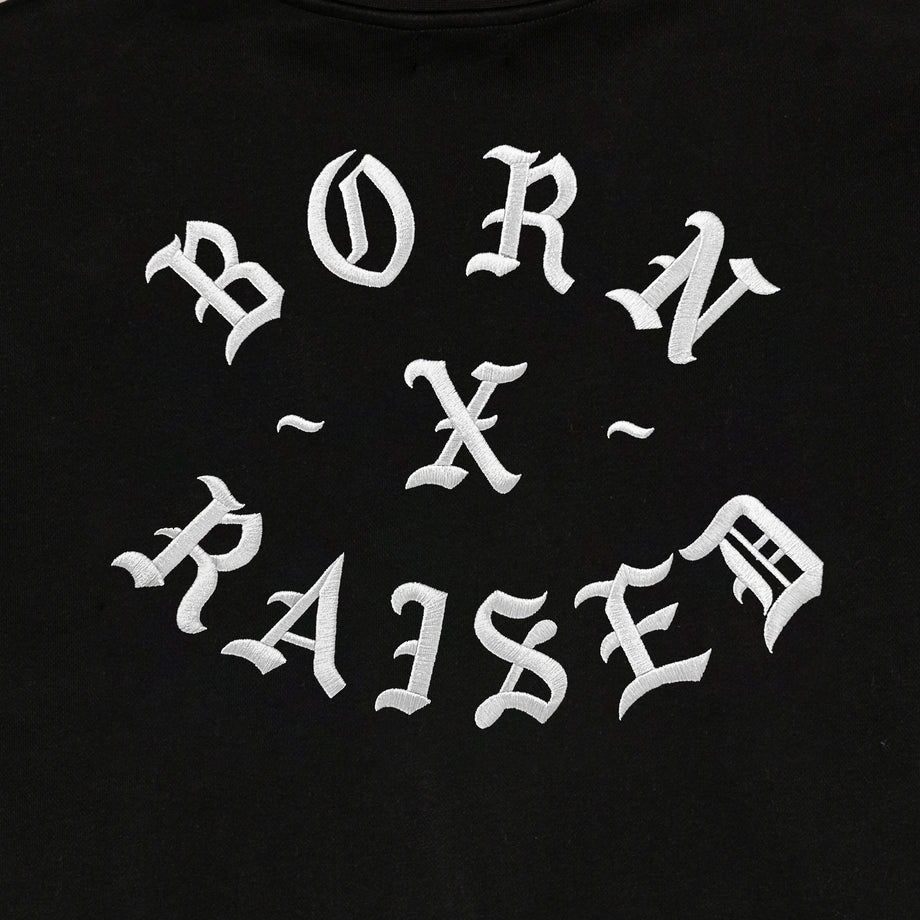 EMBROIDERED SNOOTY ROCKER CREWNECK: BLACK – Born X Raised