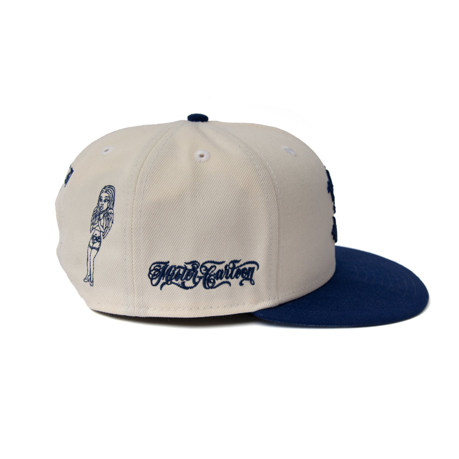 BORN X RAISED + MR CARTOON TEMPTATION ROCKER SNAPBACK: CREAM