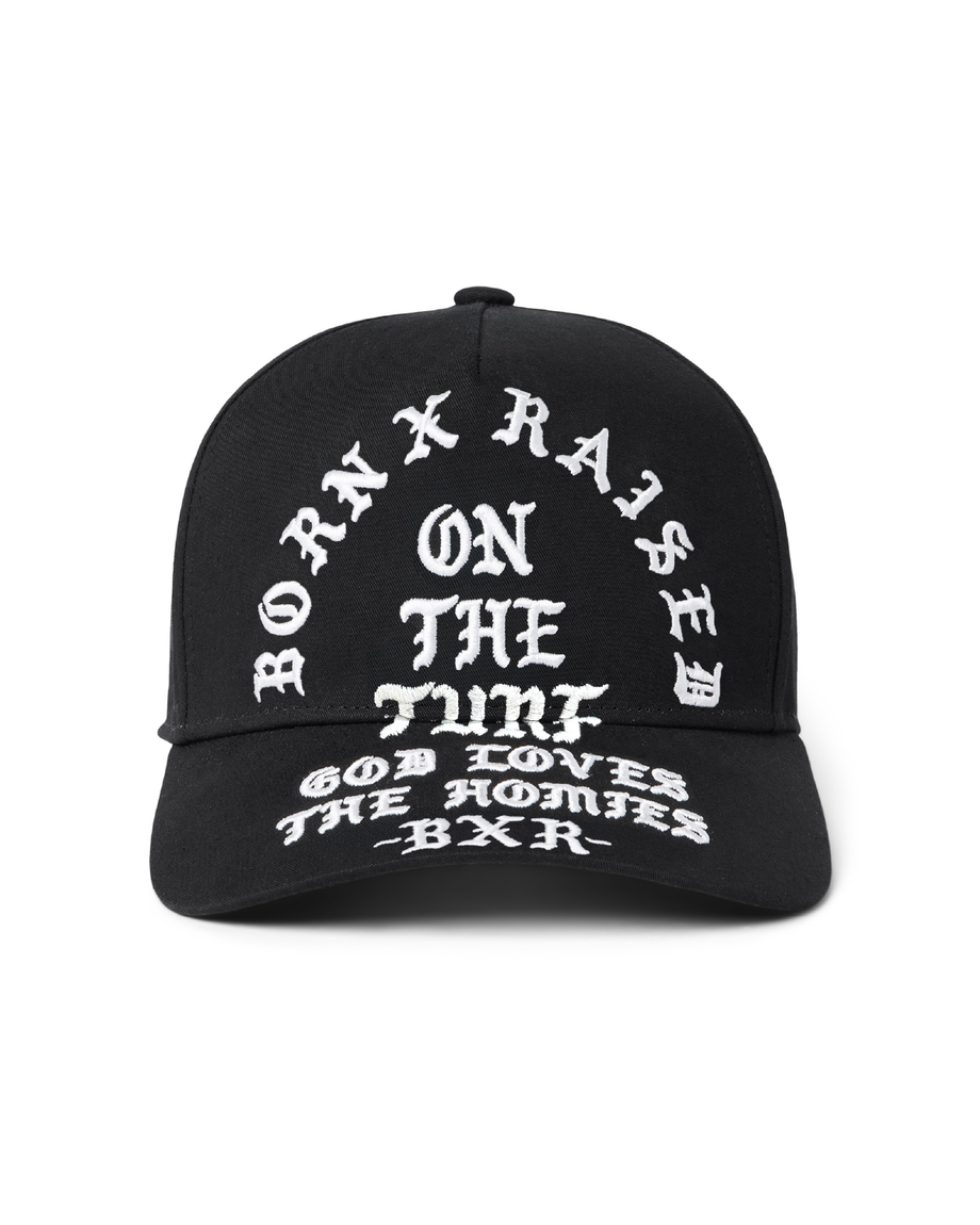 BORN X RAISED フル刺繍ベースボールキャップ 黒 THE TOWN SNAPBACK: BLACK – Born X Raised