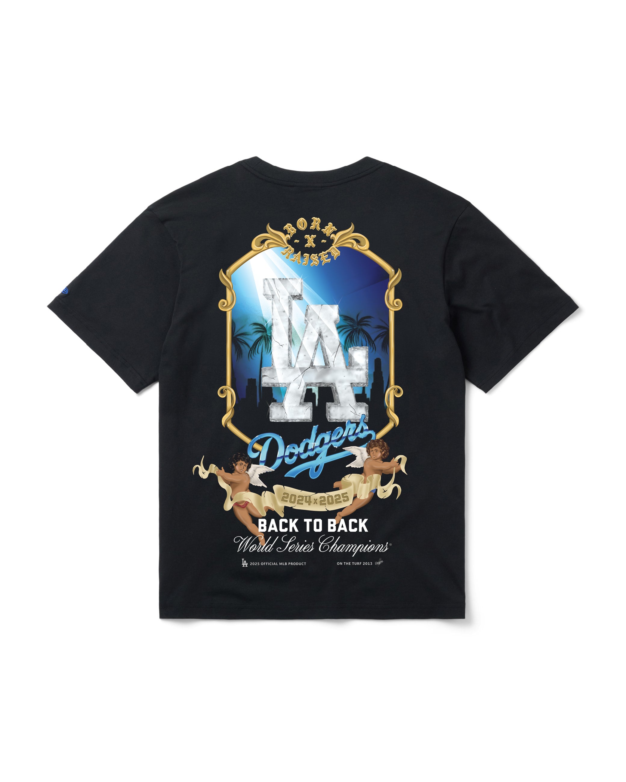 BORN X RAISED + DODGERS WS ANGEL TEE: BLACK – Born X Raised