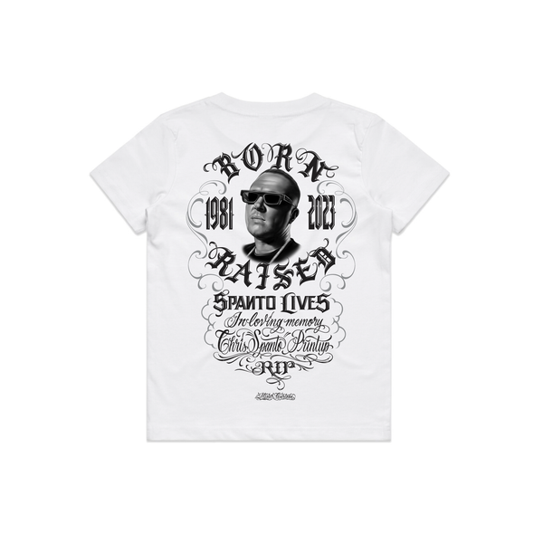 週末価格) Mr Cartoon BORN RAISED ROCKER TEE WHITE Tシャツ