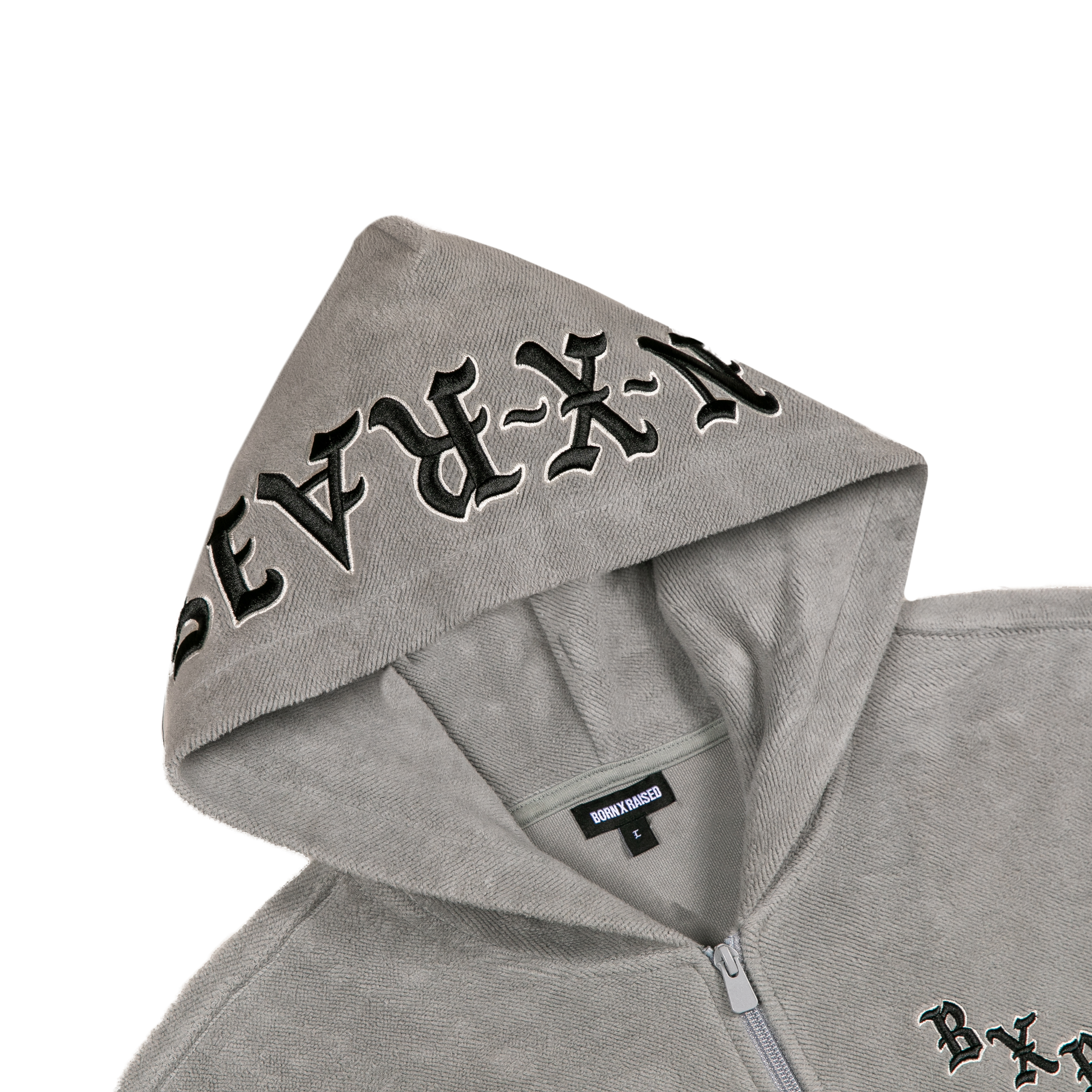 BXR EMBROIDERED INSIDE OUT ZIP-UP HOODIE: GREY – Born X Raised BXR EMBROIDERED INSIDE OUT ZIP-UP HOODIE: GREY – Born X Raised