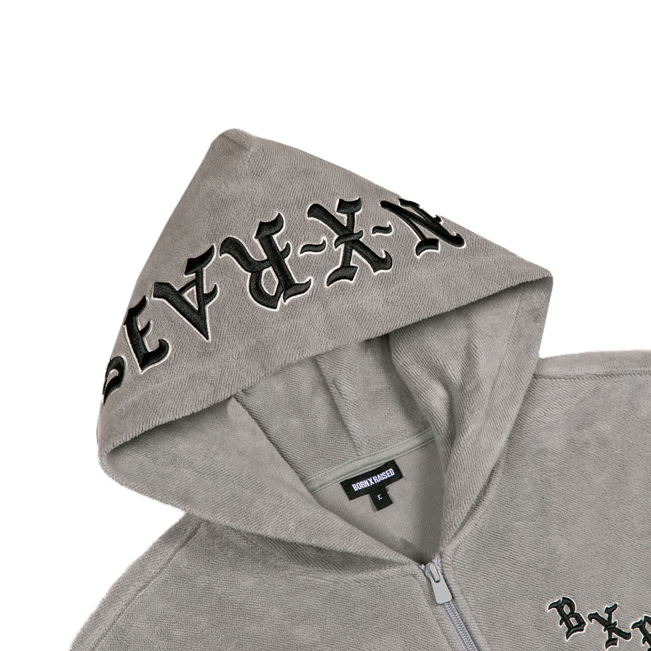 BXR EMBROIDERED INSIDE OUT ZIP-UP HOODIE: GREY – Born X Raised BXR EMBROIDERED INSIDE OUT ZIP-UP HOODIE: GREY – Born X Raised